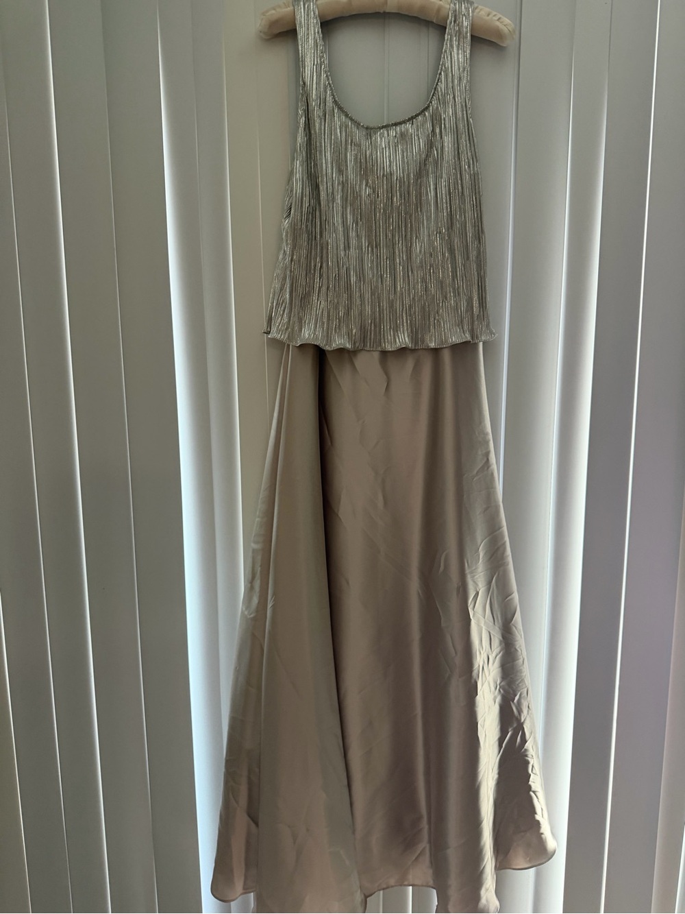 Cachet Champagne Lined Dress with Silver Trim - Bride, Mother of Bride